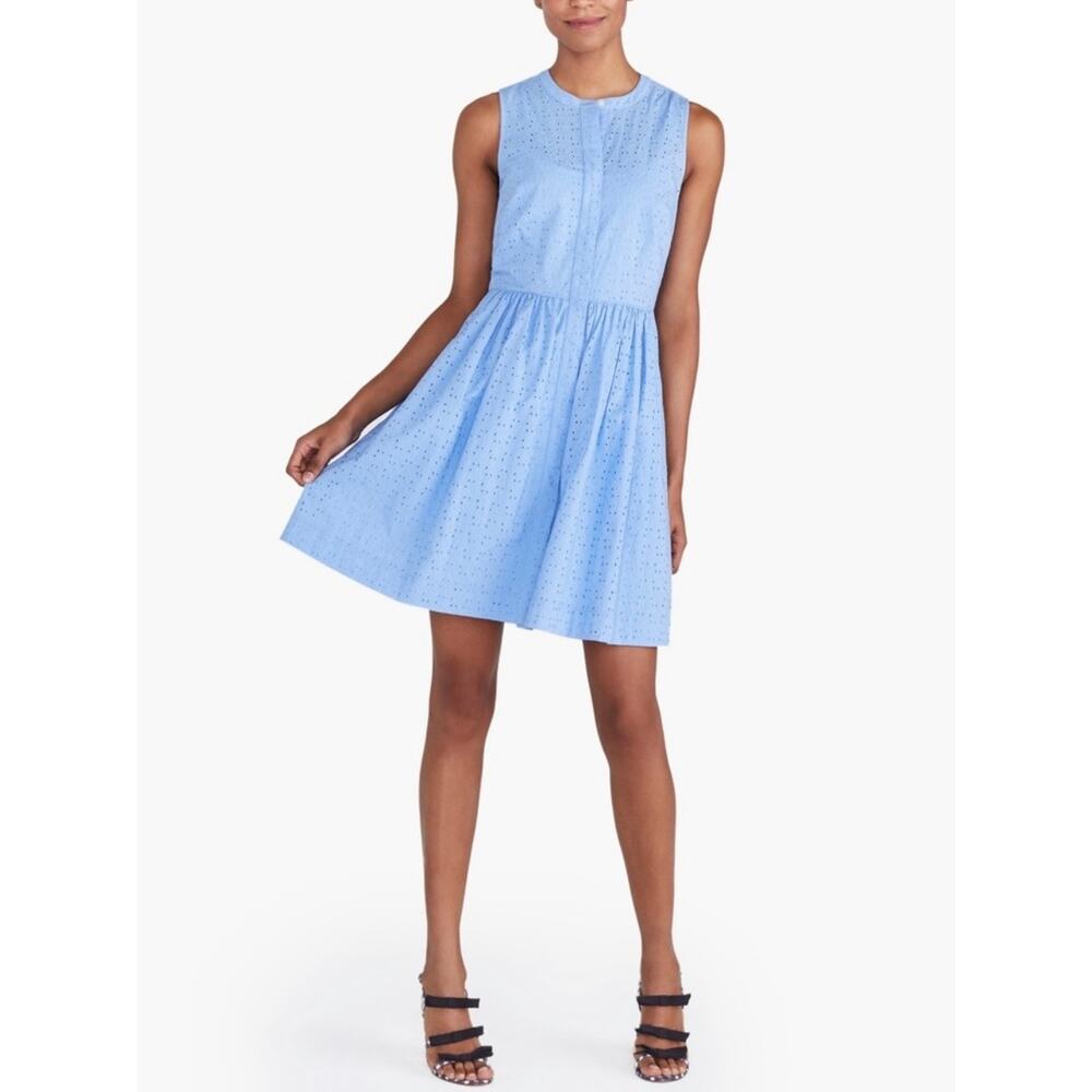 J. Crew Factory Eyelet Dress Dusty Blue Sleeveless with Pockets‎ Women's 4